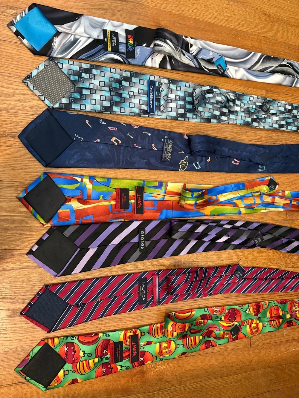 Lot of 7 Men's Colorful Patterned Neck Ties